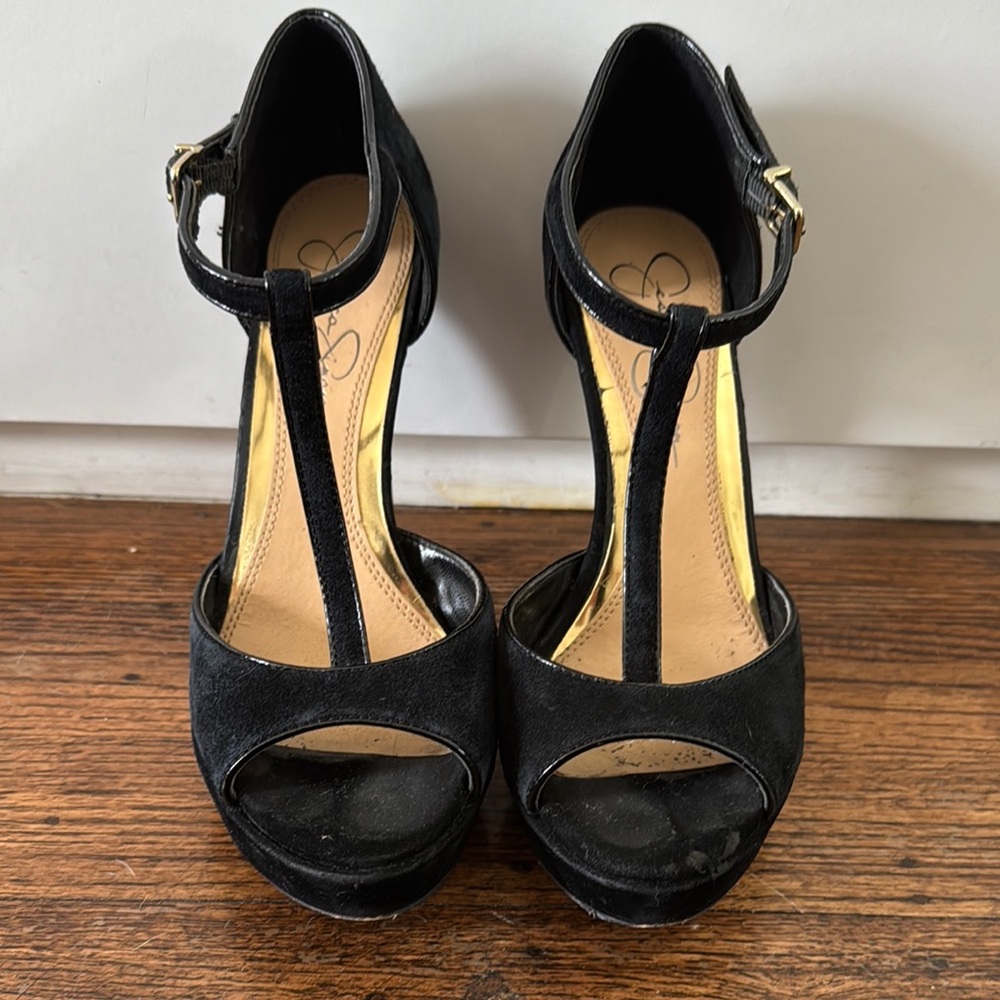 Jessica Simpson Black Peep-Toe High Heels